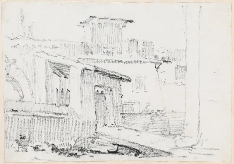 Roman Buildings with an Open Shed av Joseph-Marie Vien