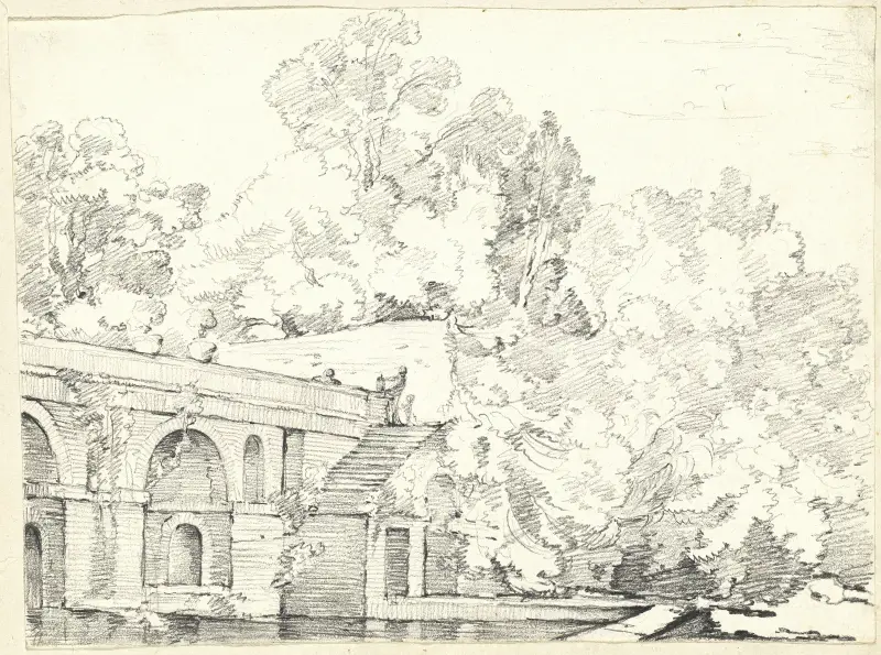 The Fishpond at Villa Madama av Joseph-Marie Vien