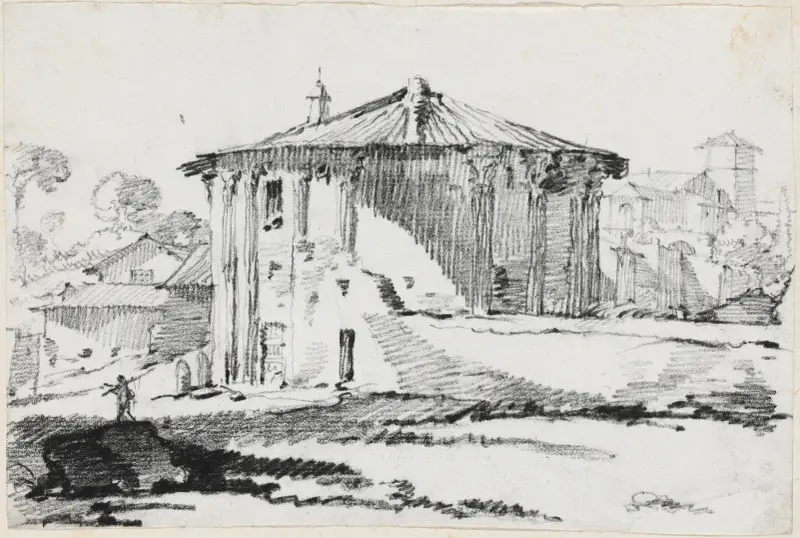 Det runda templet på Piazza Bocca della Verità, Rom av Joseph-Marie Vien