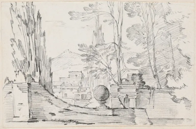 Blick über die Mauer eines italienischen Gartens von Joseph-Marie Vien