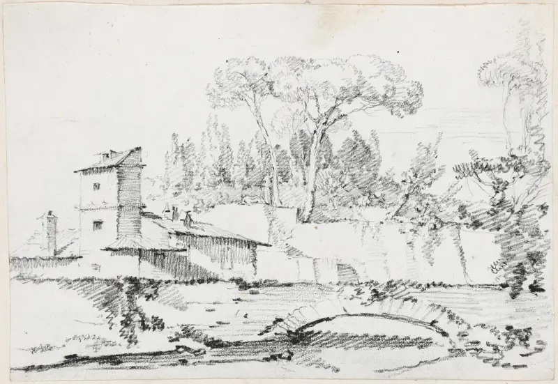View of the Prato of the Villa Borghese av Joseph-Marie Vien