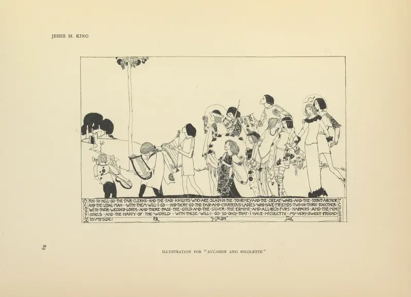 Illustration for Aucassin and Nicolette av Jessie Marion King