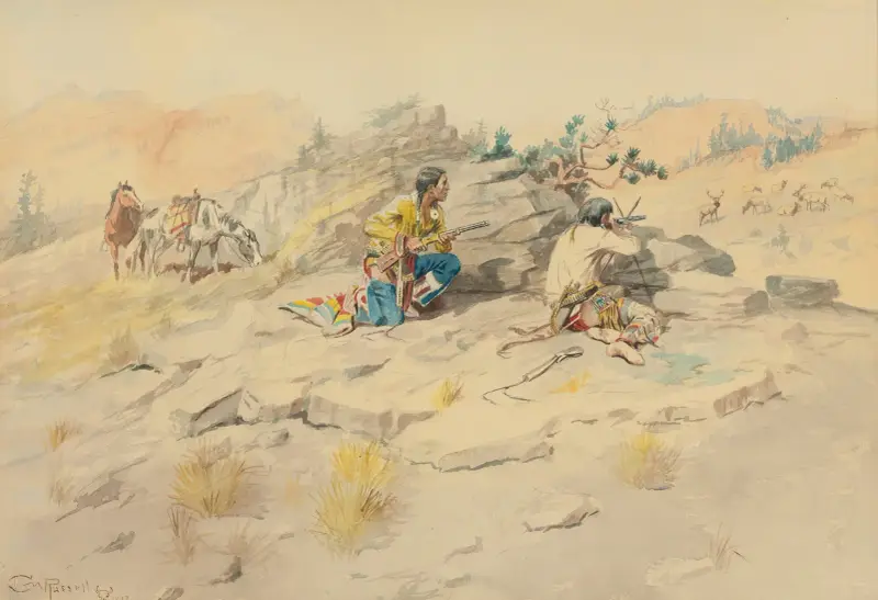 Indians Stalking Elk av Charles Marion Russell