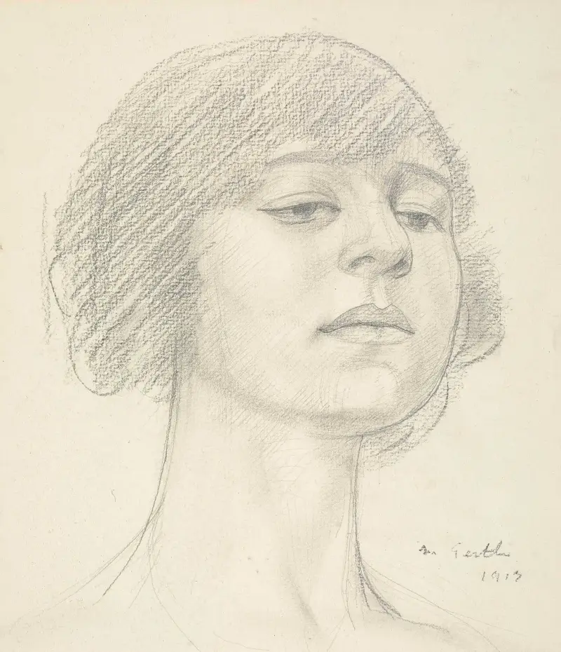 Head of Dora Carrington av Mark Gertler