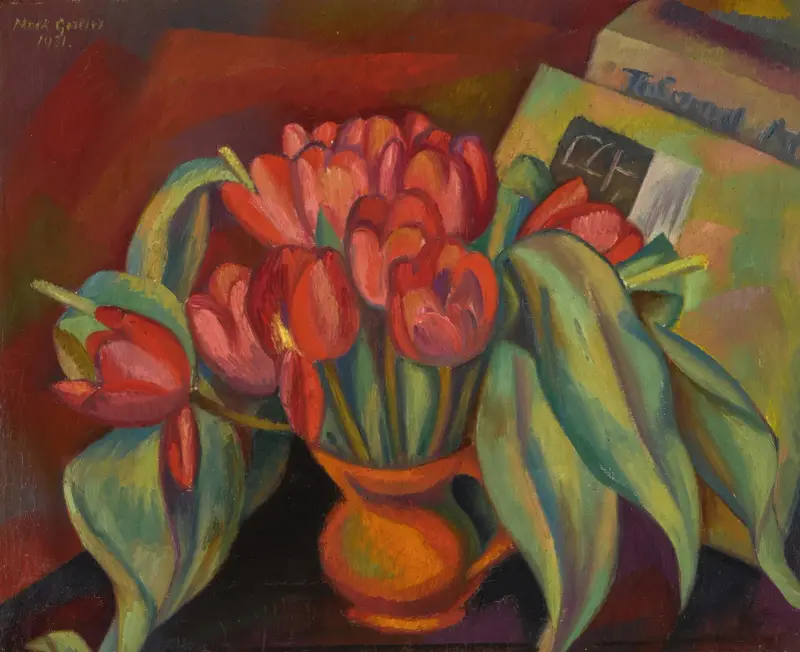 Still Life with Red Tulips av Mark Gertler