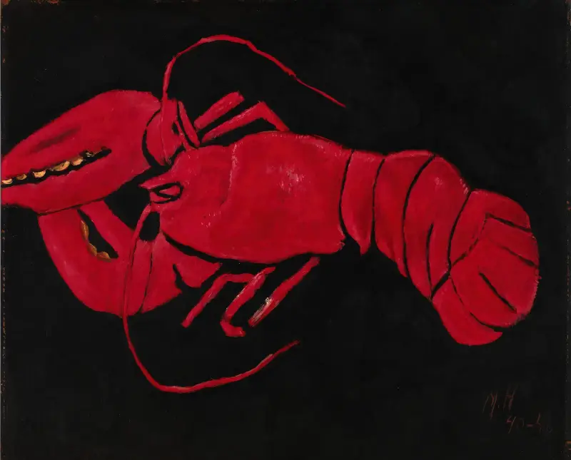 Lobster on Black Background av Marsden Hartley