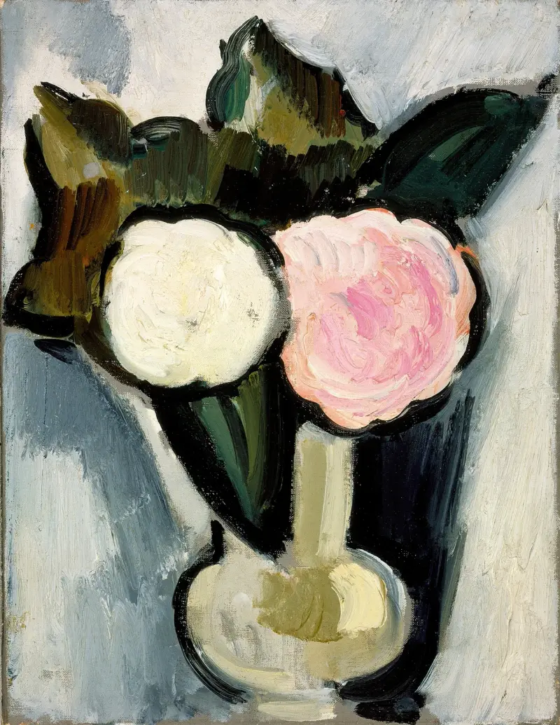 Rosa und weiße Blumen in einer Vase von Marsden Hartley