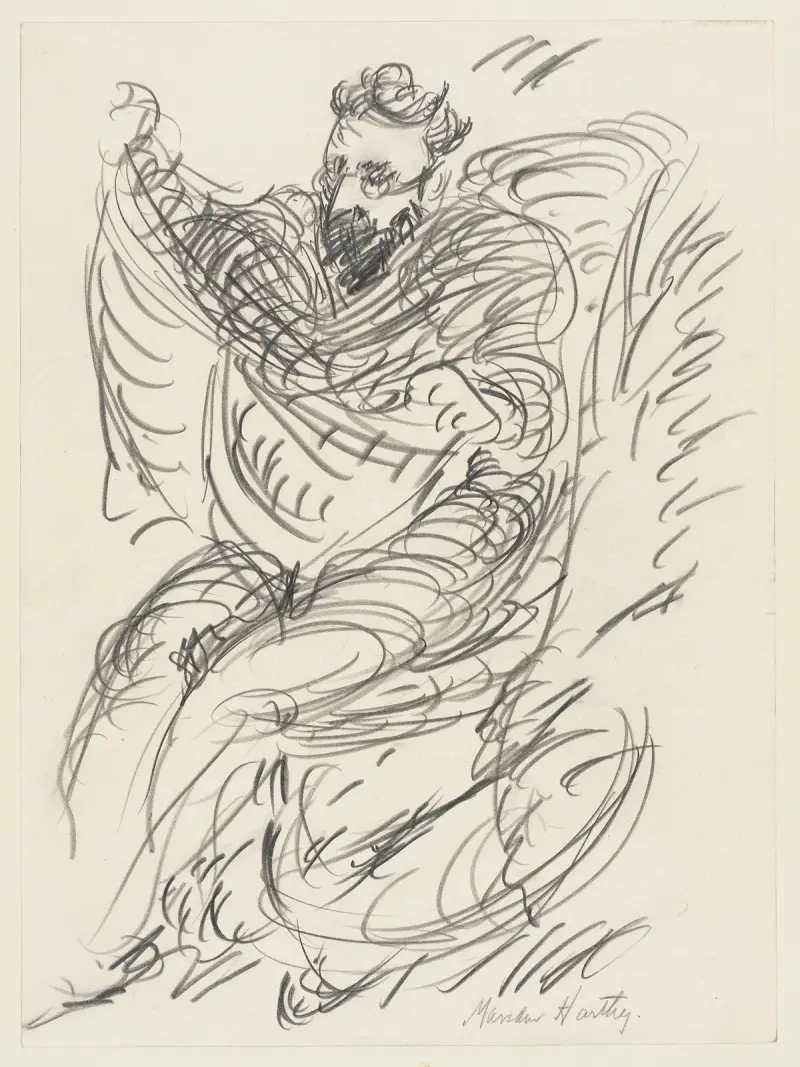 Studie eines sitzenden Mannes mit Bart und Brille von Marsden Hartley