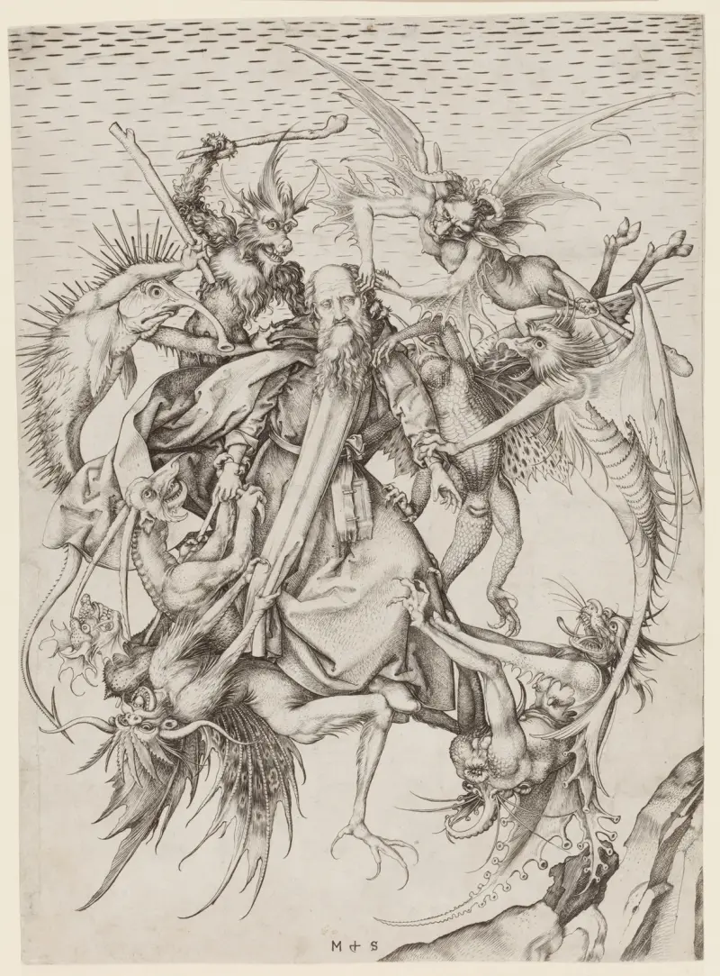Der heilige Antonius von Dämonen gepeinigt von Martin Schongauer