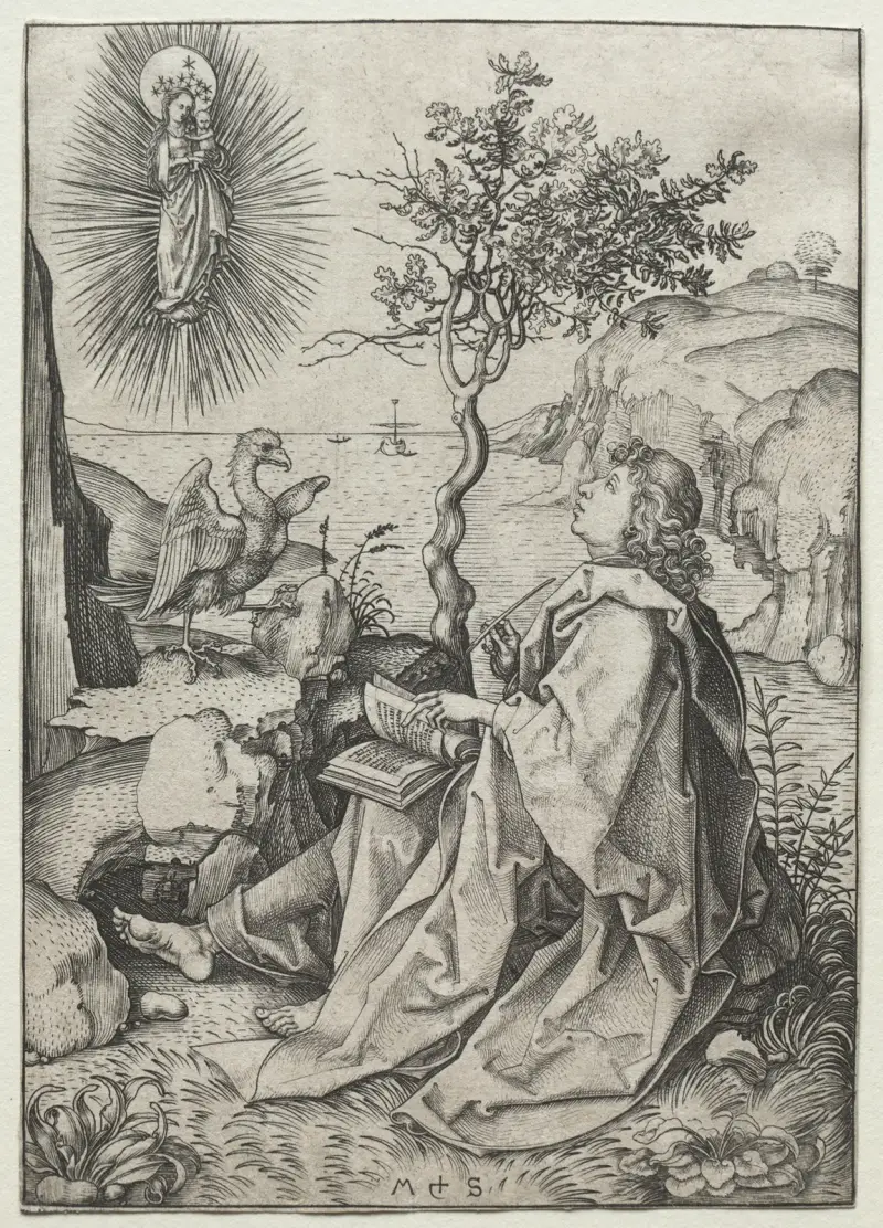 Johannes der Evangelist auf Patmos von Martin Schongauer