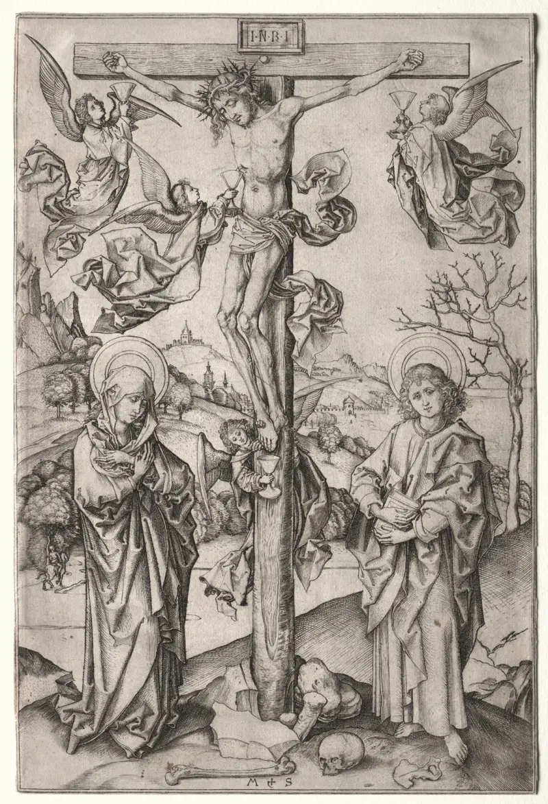The Crucifixion with Four Angels av Martin Schongauer