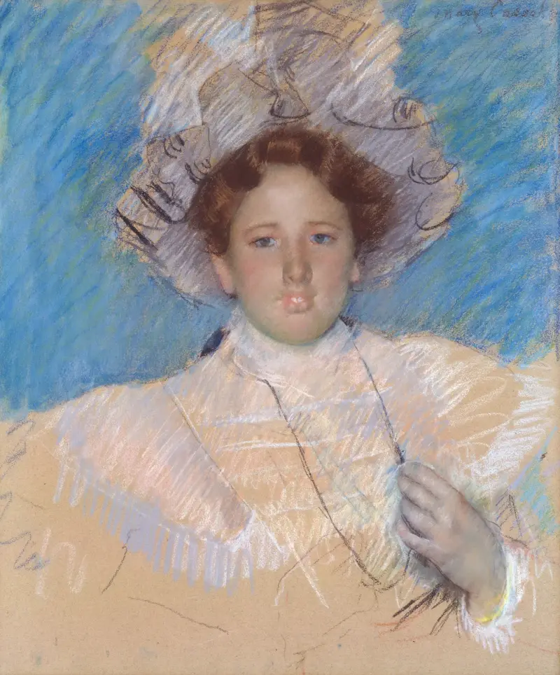 Adaline Havemeyer in a White Hat av Mary Cassatt