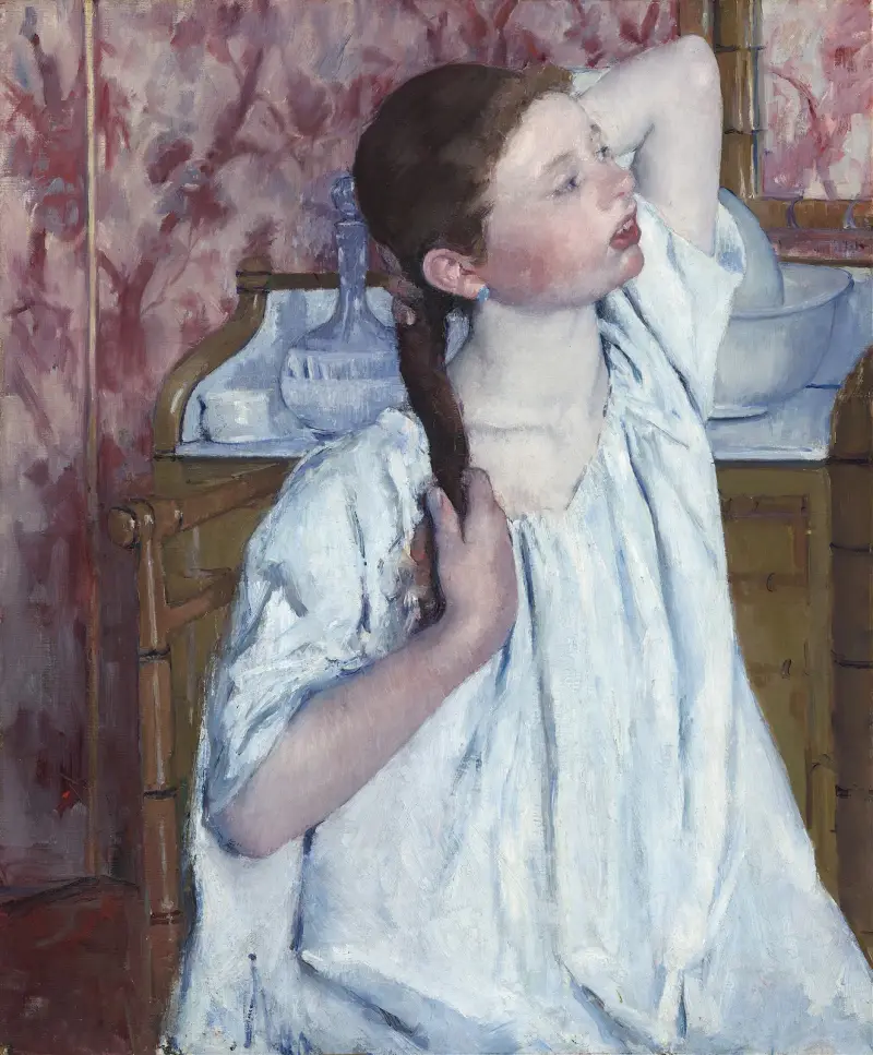 Dziewczyna układająca włosy, Mary Cassatt