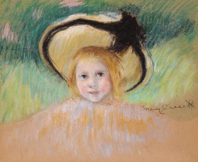 Girl in a Hat with a Black Ribbon av Mary Cassatt