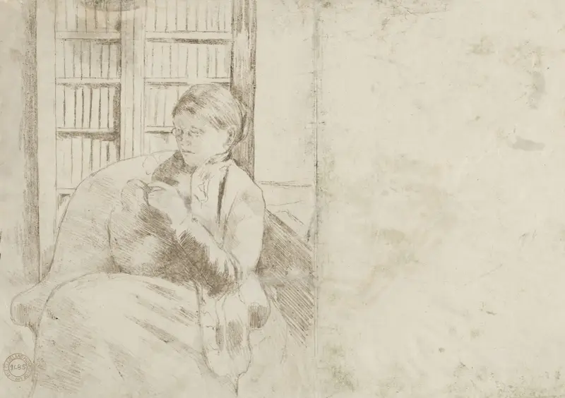 Robienie na drutach w bibliotece (verso), 1881 – Nr. 2, Mary Cassatt