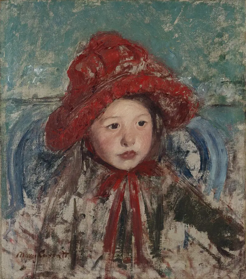 Little Girl in a Large Red Hat av Mary Cassatt