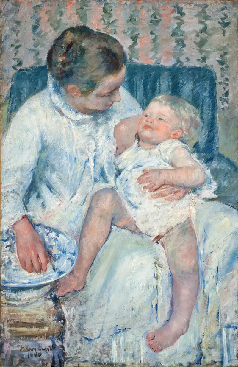 Mother About to Wash Her Sleepy Child av Mary Cassatt