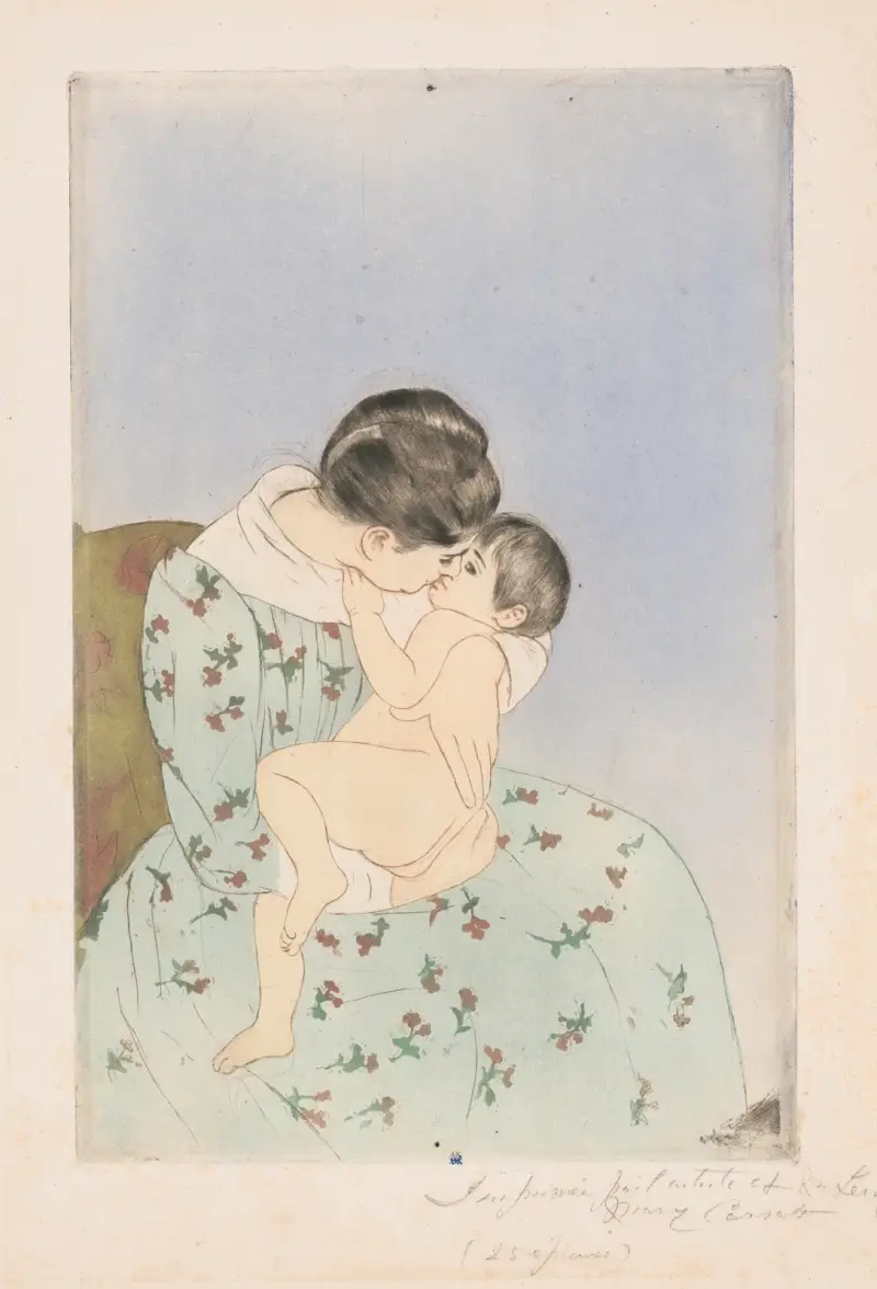 Mother’s kiss, 1891 av Mary Cassatt