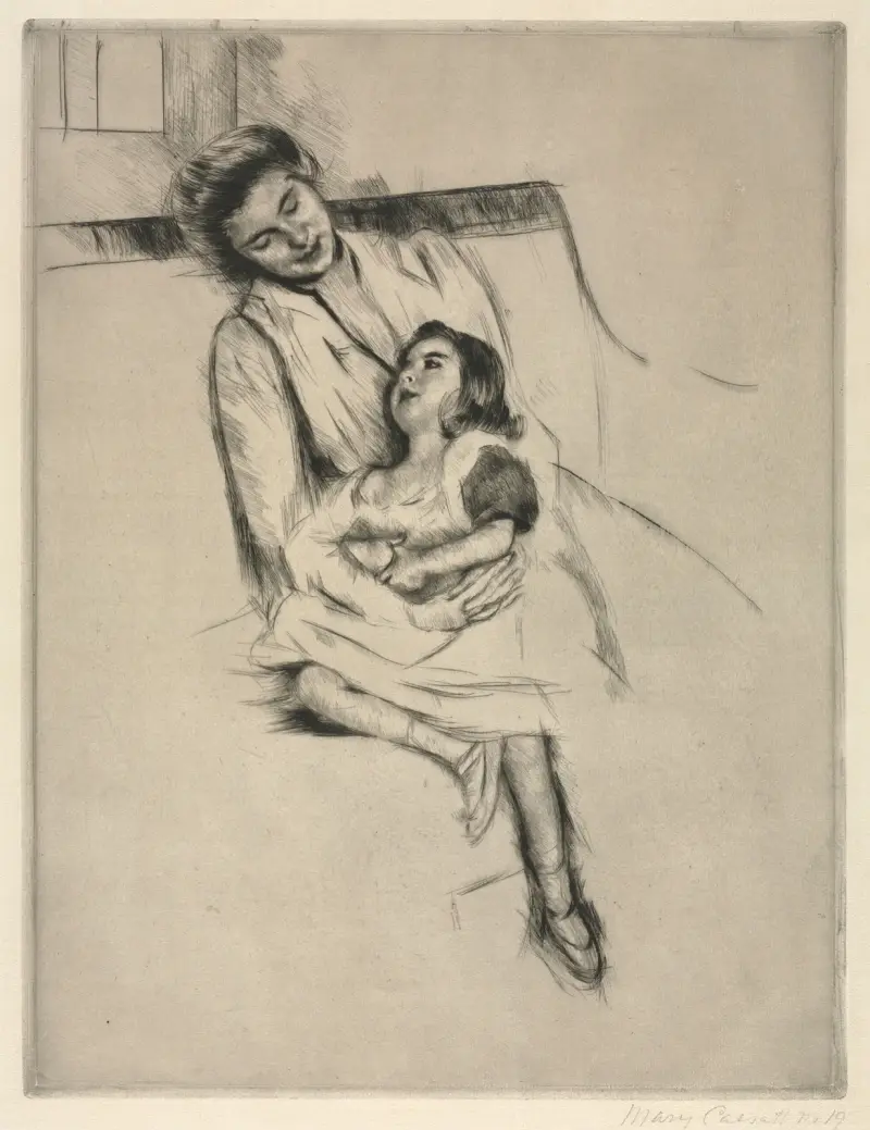 Reine and Margot Seated on a Sofa av Mary Cassatt