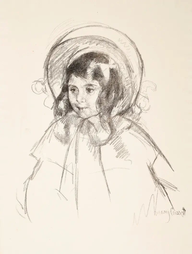 Sara Wearing Her Bonnet and Coat av Mary Cassatt