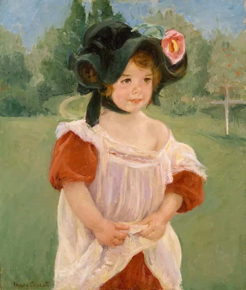 Spring; Margot Standing in a Garden (Fillette dans un jardin) av Mary Cassatt