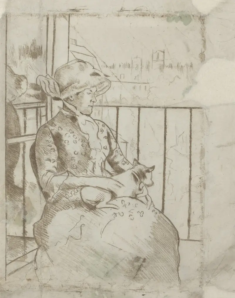 Susan on a Balcony Holding a Dog (verso), 1883 – nr 2 av Mary Cassatt