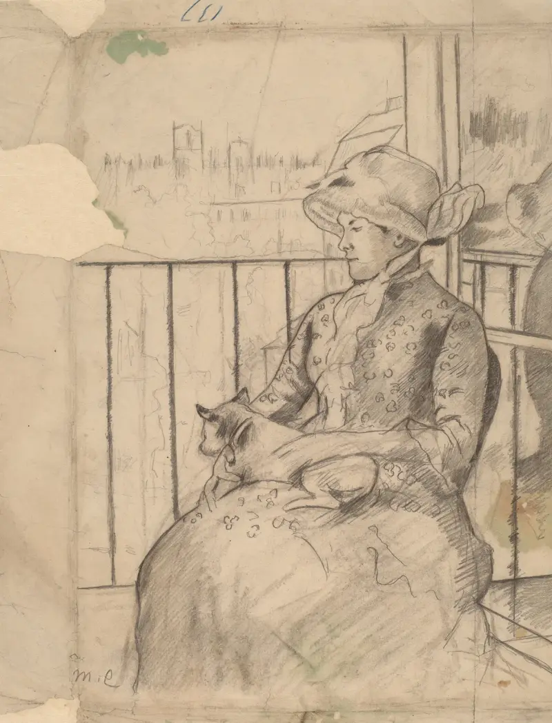 Susan on a Balcony Holding a Dog (recto), 1883 – nr 1 av Mary Cassatt