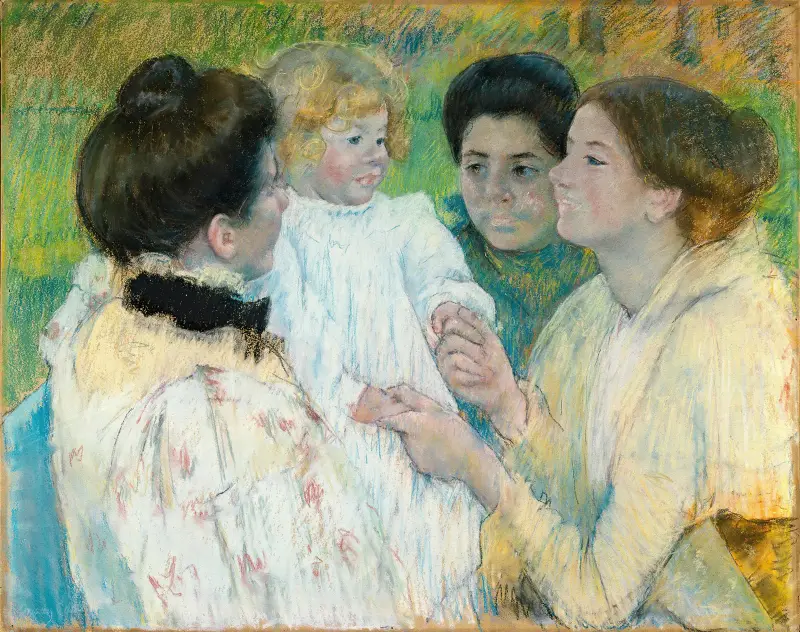 Women Admiring A Child av Mary Cassatt