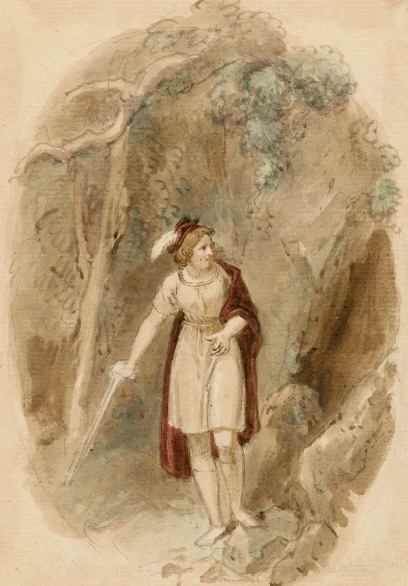 En scen ur Cymbeline – akt III, scen 6 av John Massey Wright