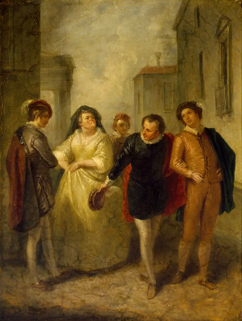Mercutio tar farväl av Juliets amma av John Massey Wright