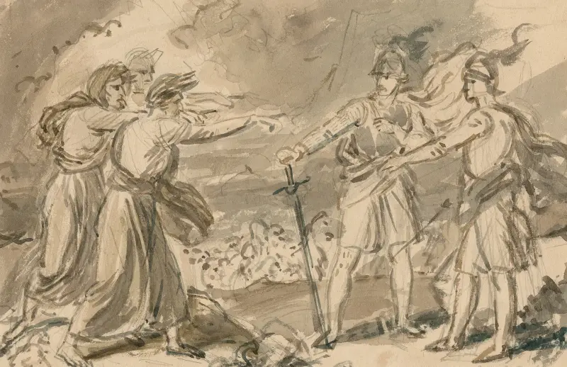 Scener ur Macbeth av John Massey Wright