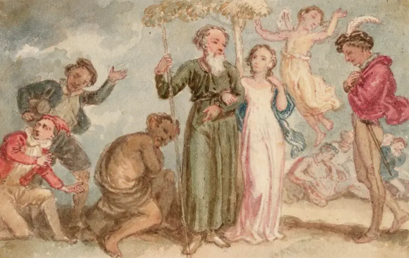 Scener ur Stormen och En midsommarnattsdröm av John Massey Wright
