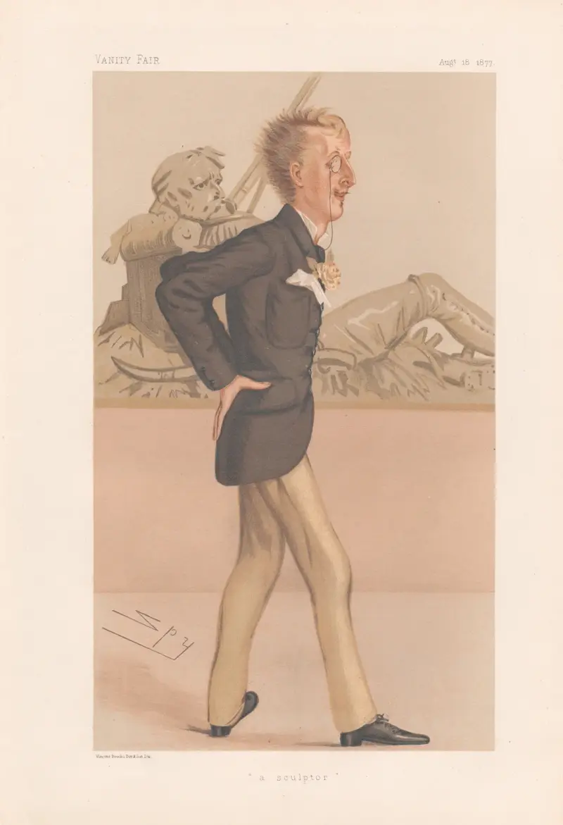 Artists. ‘a Sculpture’. Lord Ronld Charles Sutherland Levenson Gower. 18 August 1877 av Leslie Matthew Ward