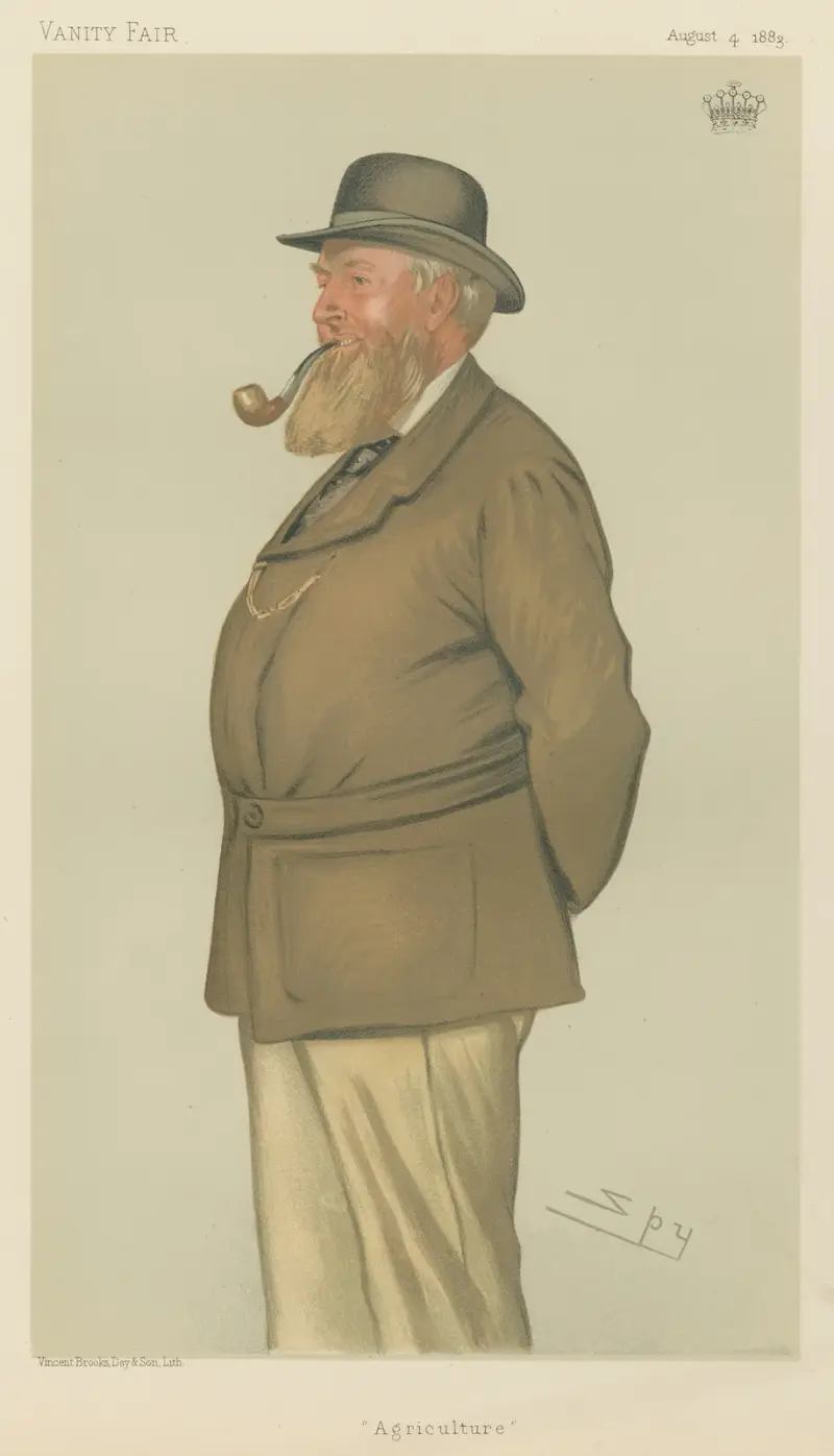 Ärzte und Wissenschaftler. „Landwirtschaft“. Sir Edward Coke, Earl of Leicester. 4. August 1883 von Leslie Matthew Ward