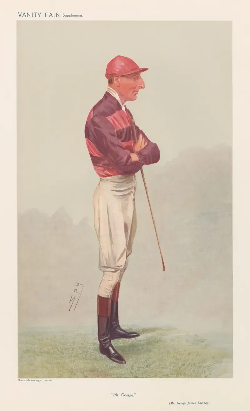 Jockeys; 'Mr. George', Mr. George James Thursby, 18 december 1907 av Leslie Matthew Ward