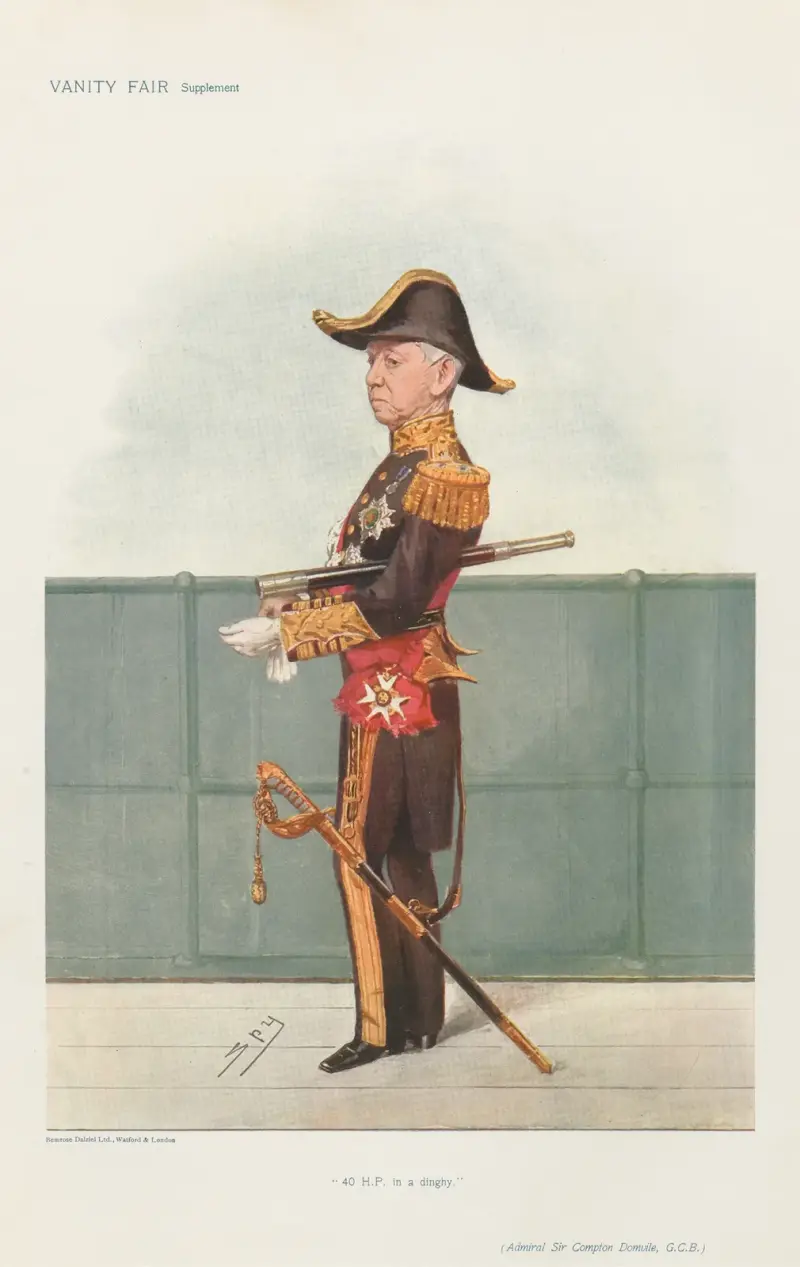 Military and Navy; ’40 H.P. in a Dinghy’, Admiral Sir Compton Domvile av Leslie Matthew Ward