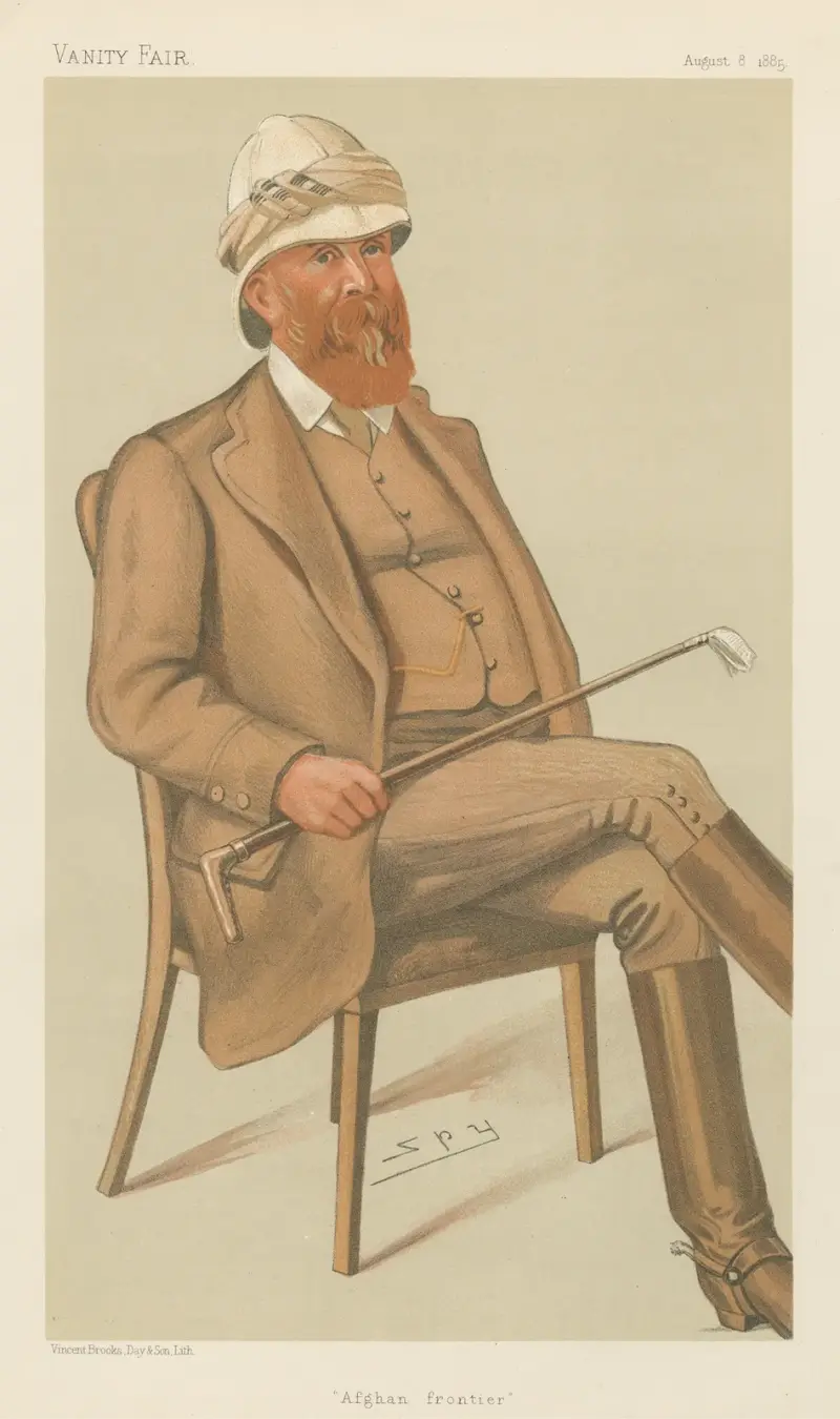 Militär och flotta; 'Afghanistans gräns', generalmajor Sir Peter Stark Lumsden, 8 augusti 1885 av Leslie Matthew Ward