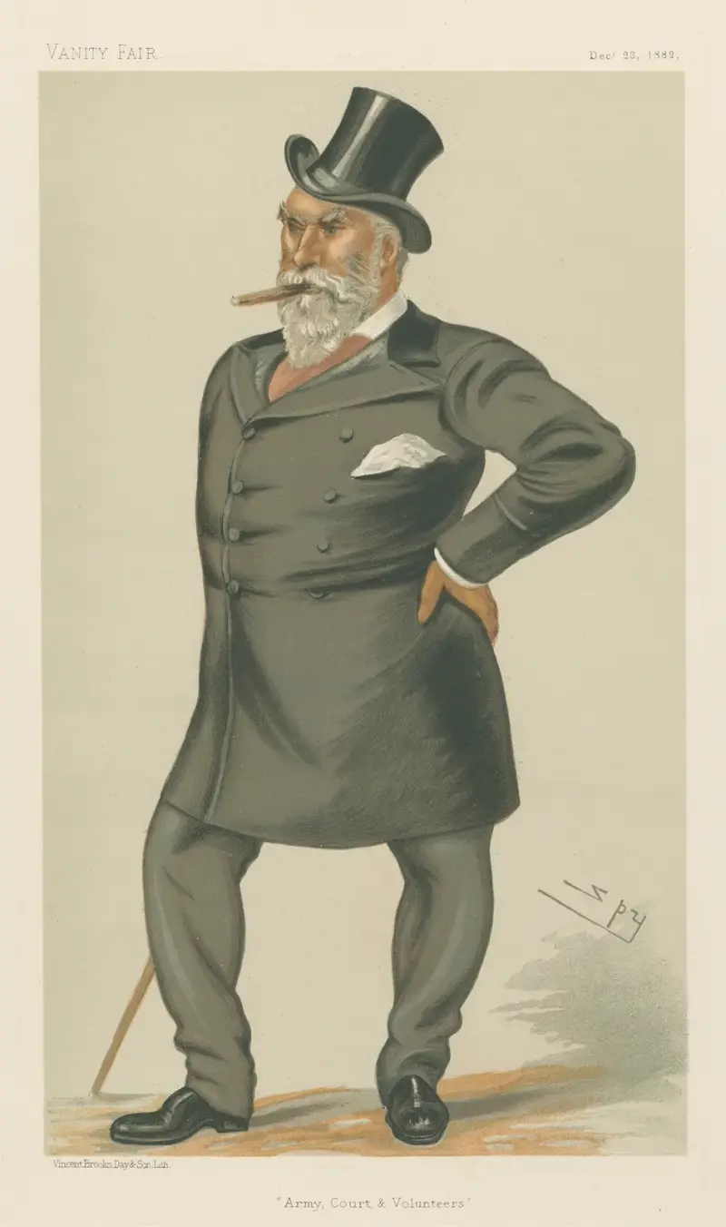 Militär och flotta; 'Armé, hov och frivilliga', överste Charles Hugh Lindsay, 23 december 1882 av Leslie Matthew Ward