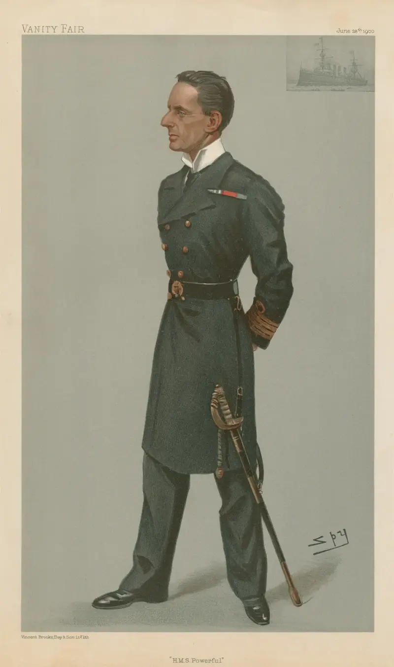 Military and Navy; ‘H.M.S. Powerful’, Hon. Captain Hedworth Lambton, June 28, 1900 av Leslie Matthew Ward