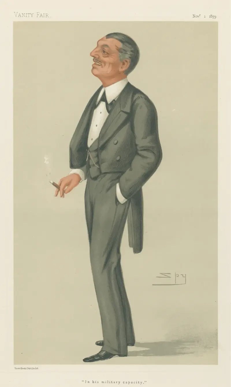 Militär und Marine; „In his Military Capacity“, Mr. Montagu Williams, 1. November 1879 von Leslie Matthew Ward