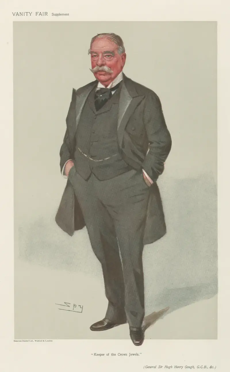 Vojenské a námořní síly; „Strážce korunovačních klenotů“, generál Sir Hugh Henry Gough, 15. února 1906, Leslie Matthew Ward