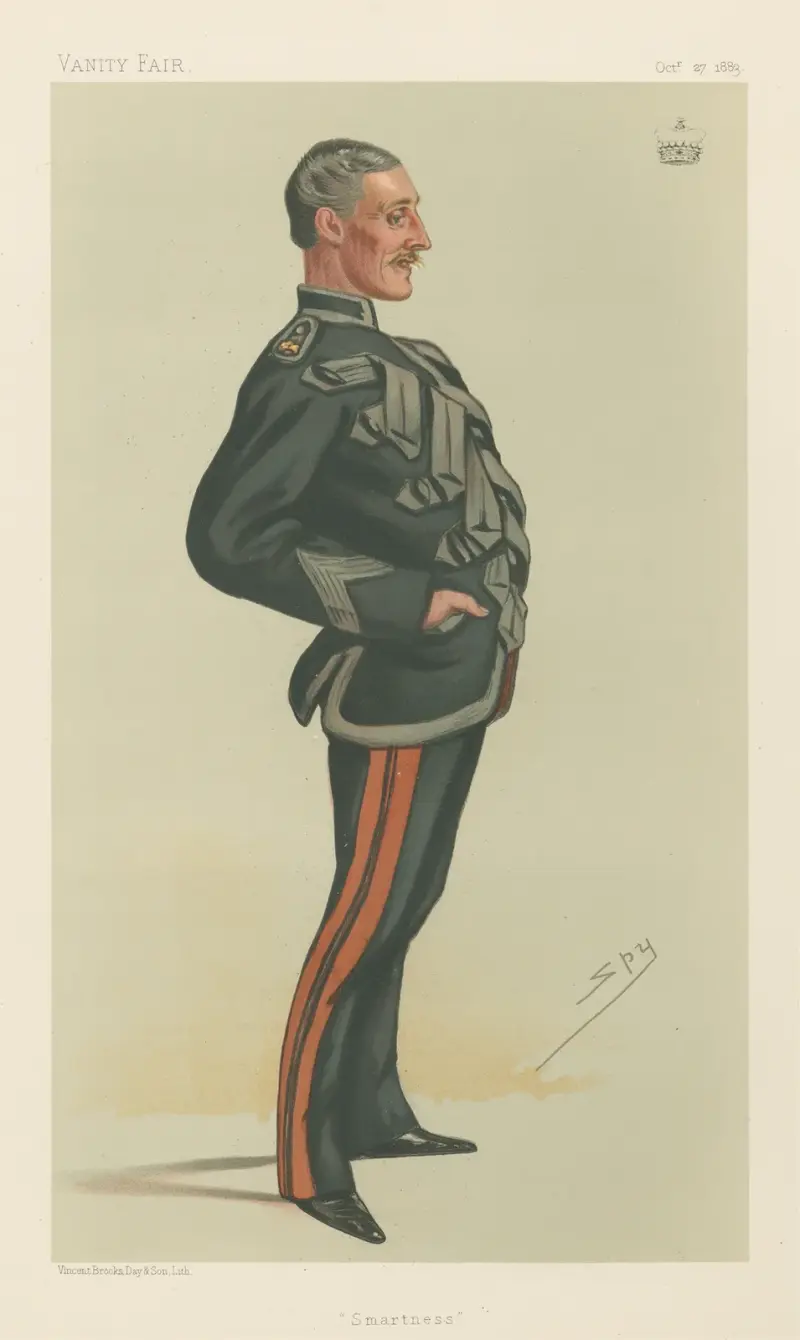 Militärt och marinen; 'Smartness', major viscount Downe, 27 oktober 1883 av Leslie Matthew Ward