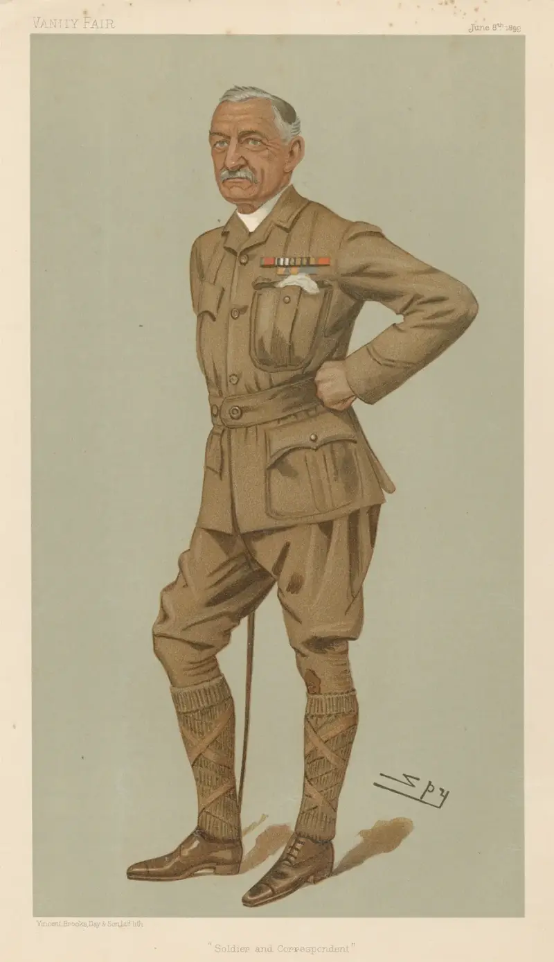 Militär och marin; 'Soldat och korrespondent', överste Francis William Rhodes, 8 juni 1899 av Leslie Matthew Ward