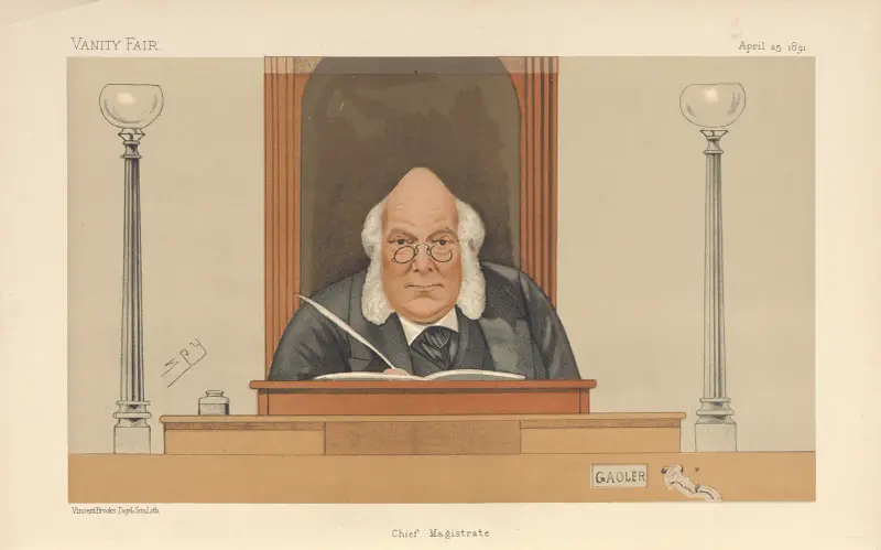 Poliser; 'Överdomare', Sir John Bridge, 25 september 1891 av Leslie Matthew Ward
