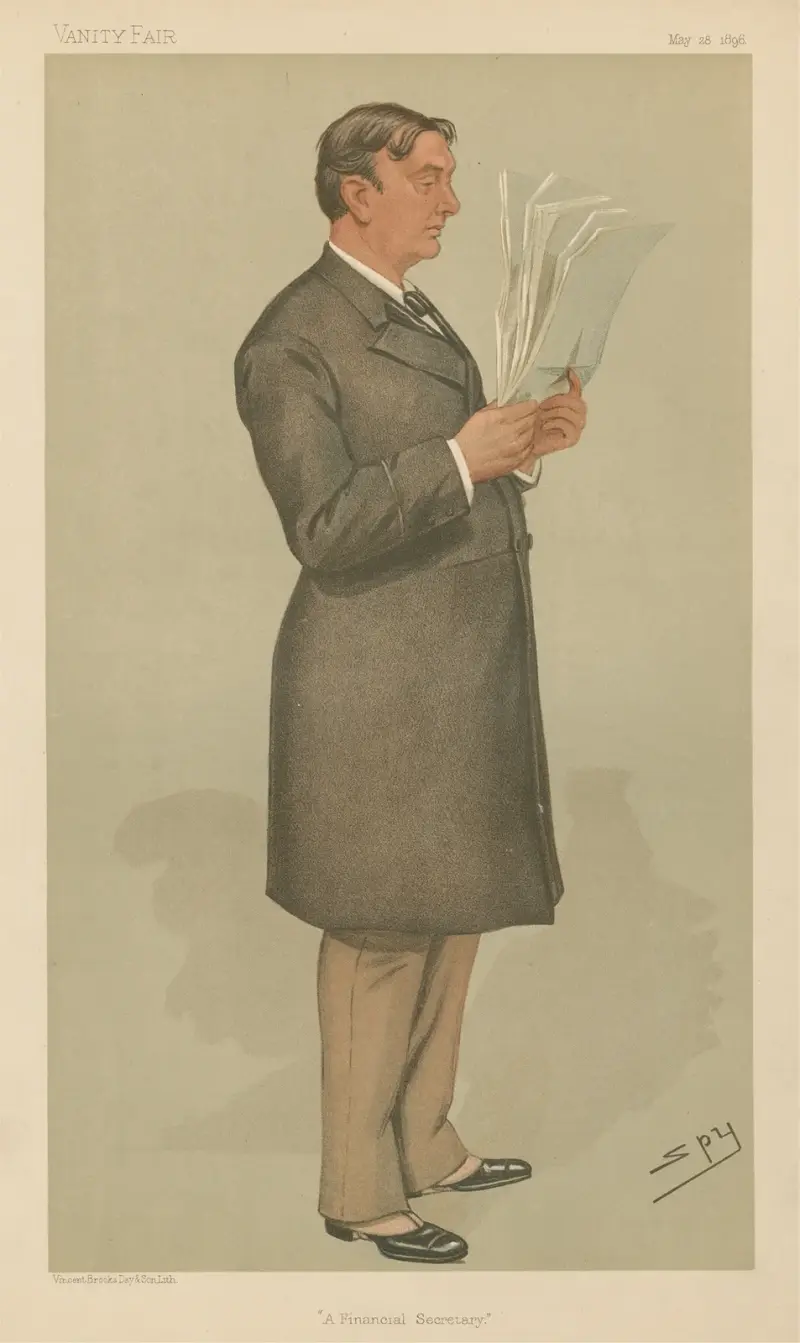 Politiker – „Ein Finanzstaatssekretär“. Rt. Hon. R.W. Hanbury. 28. Mai 1896 von Leslie Matthew Ward
