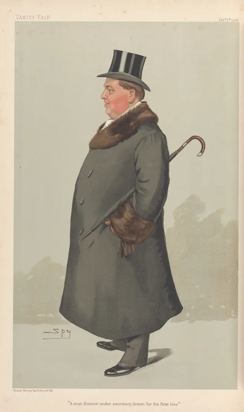 Politiker – 'En synnerligen diskret understatssekreterare, tecknad för första gången'. Earlen av Donoughmore. 9 februari 1905 av Leslie Matthew Ward
