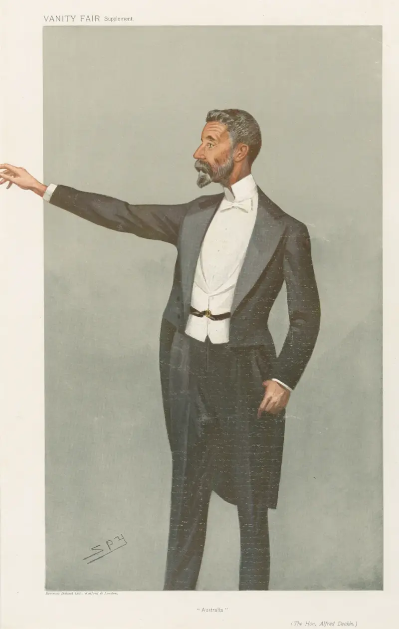 Politiker – 'Australien'. The Hon. Alfred Deakin. 2 september 1908 av Leslie Matthew Ward