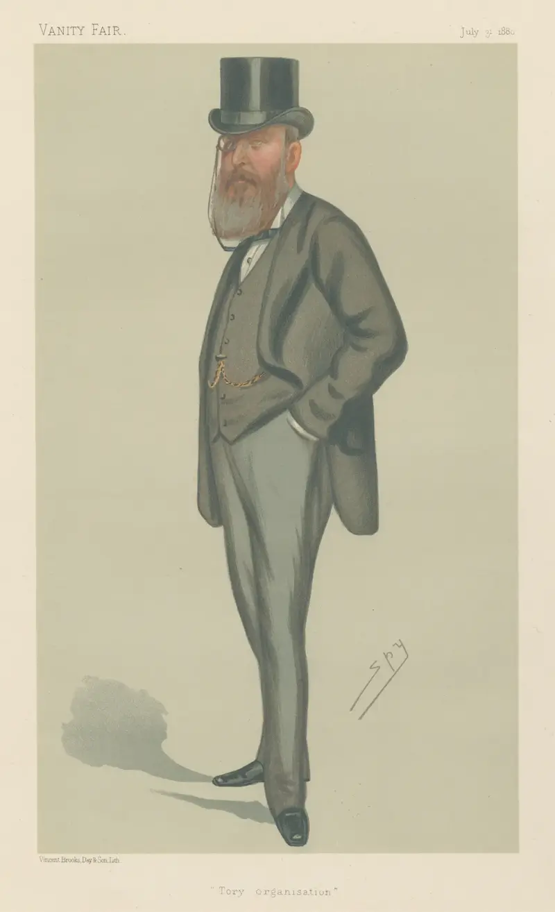 Politiker – 'Toryorganisationen'. Mr. John Eldon Gorst. 31 juli 1880 av Leslie Matthew Ward