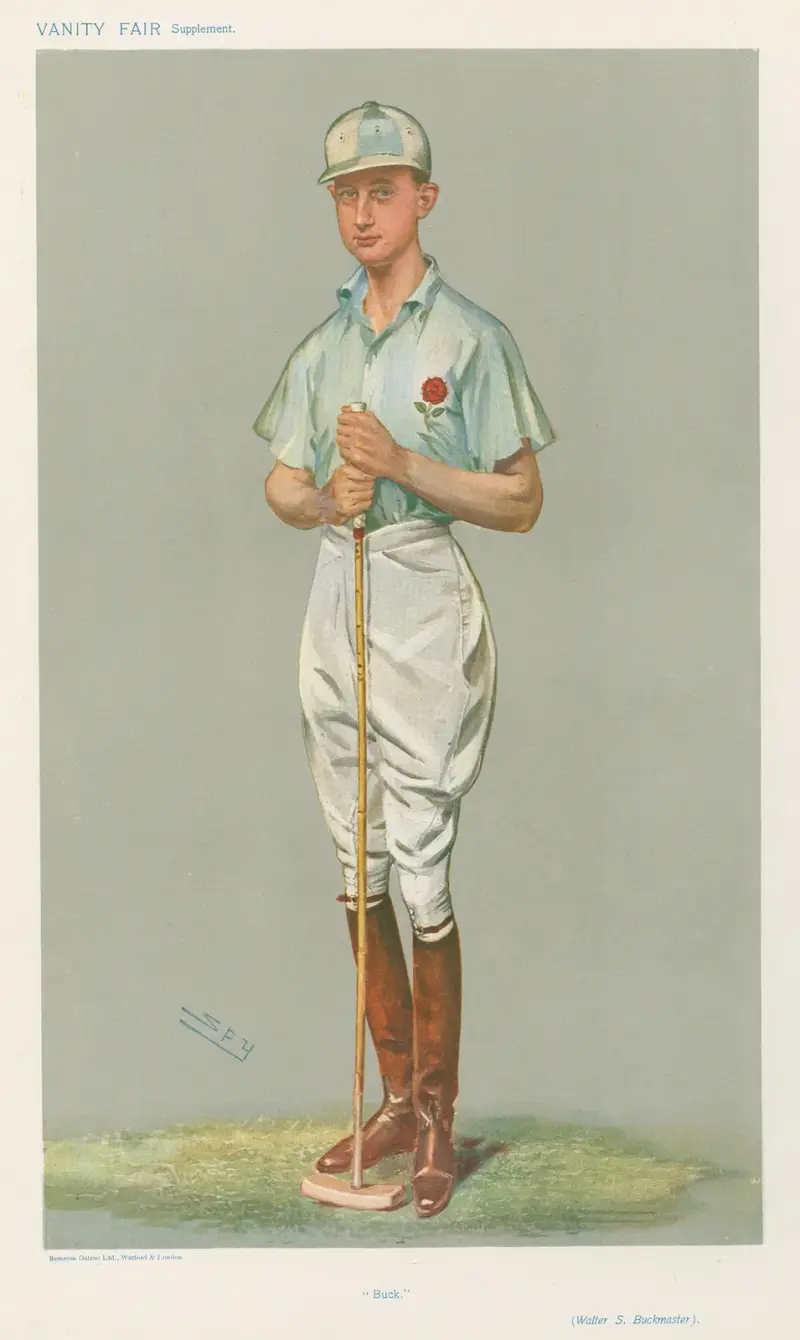 Polo Players – ‘Buck’. Mr. Walter S. Buckmaster. 4 September 1907 av Leslie Matthew Ward