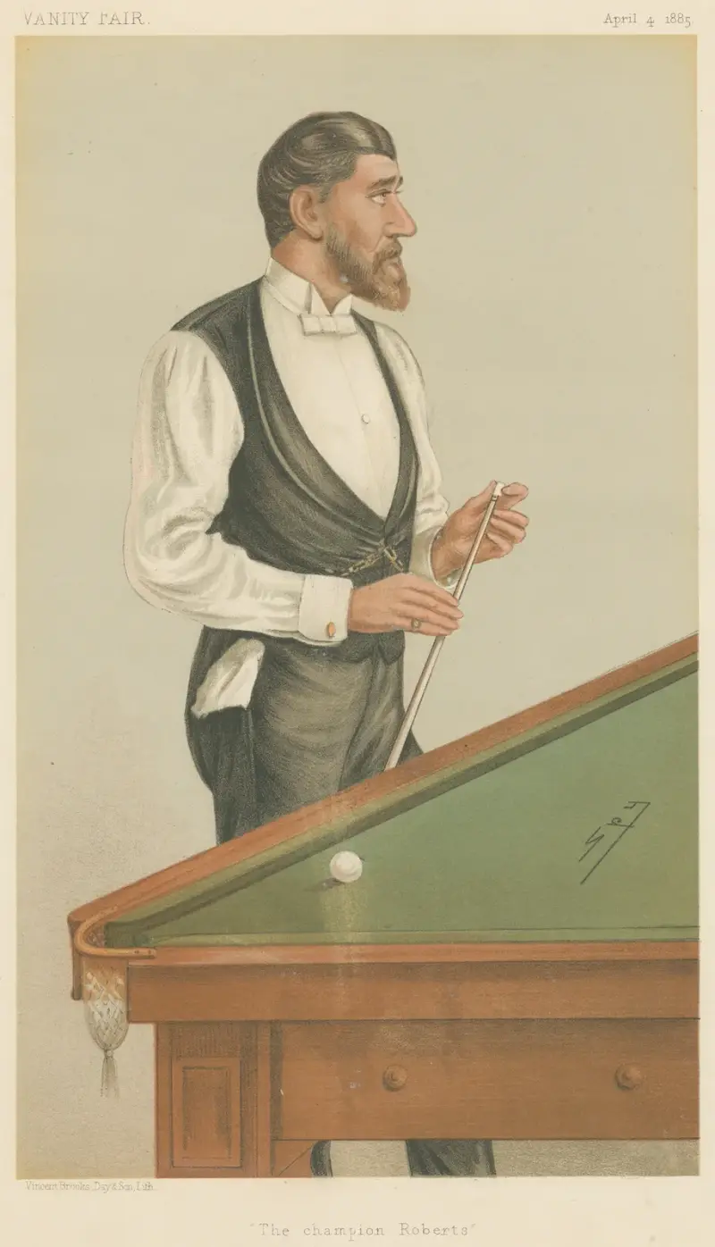 Sport i różne: bilard; „Mistrz Roberts”, Mr. John Roberts Jr., 4 kwietnia 1885, Leslie Matthew Ward